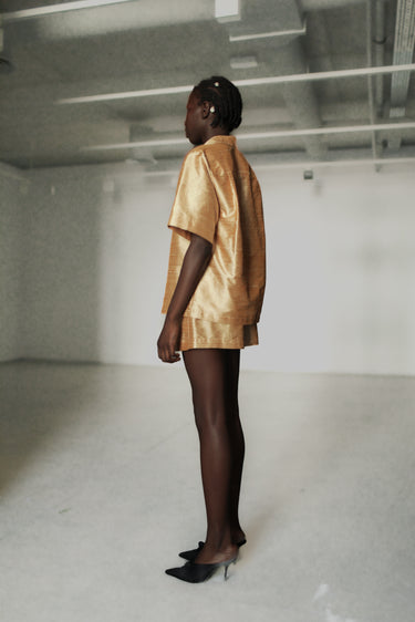 Sandra Silk Shantung Shirt - Golden Sand