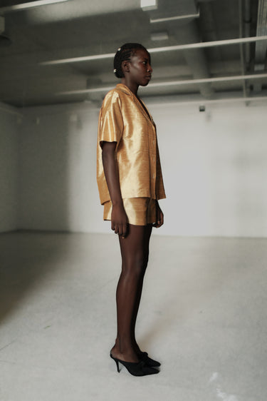 Sandra Silk Shantung Shirt - Golden Sand