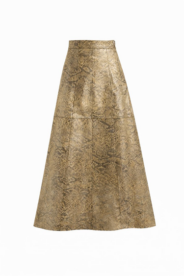 Artemise Leather Skirt - Golden Snake