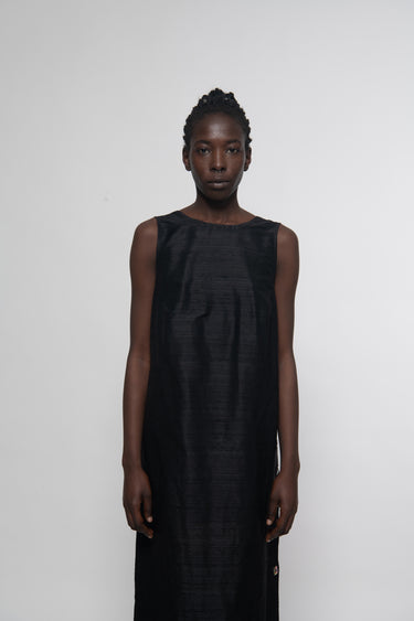 Sonia Silk Shantung Dress - Noir
