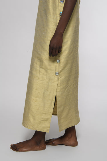 Sonia Silk Shantung Dress - Champagne
