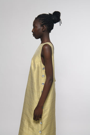 Sonia Silk Shantung Dress - Champagne
