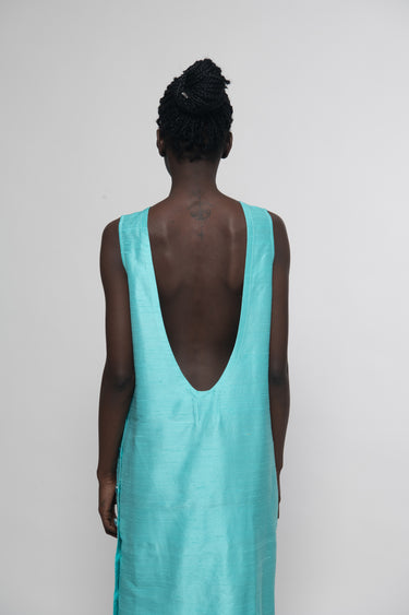 Sonia Silk Shantung Dress - Light Turquoise