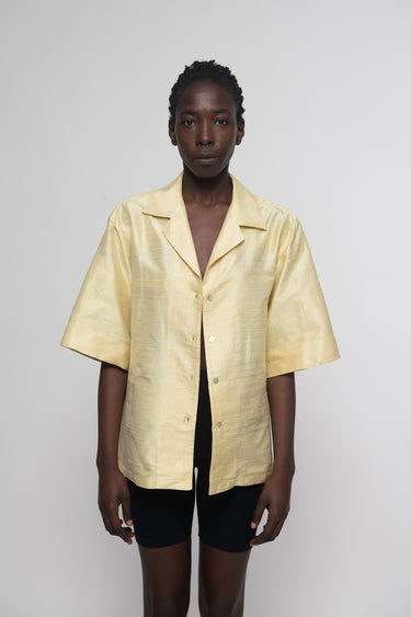 Sandra Silk Shantung Shirt - Soft Yellow