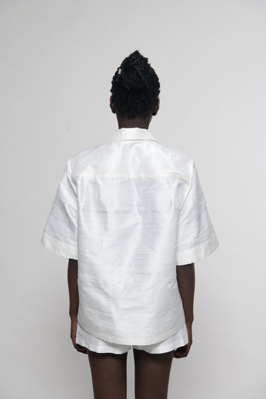 Sandra Silk Shantung Shirt - Ecru