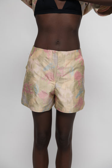 Valentino Silk Shantung Shorts - Beige Ikat