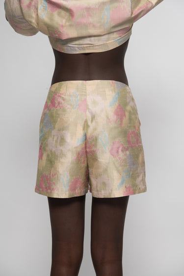 Valentino Silk Shantung Shorts - Beige Ikat