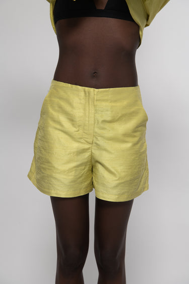 Valentino Silk Shantung Shorts - Lemon