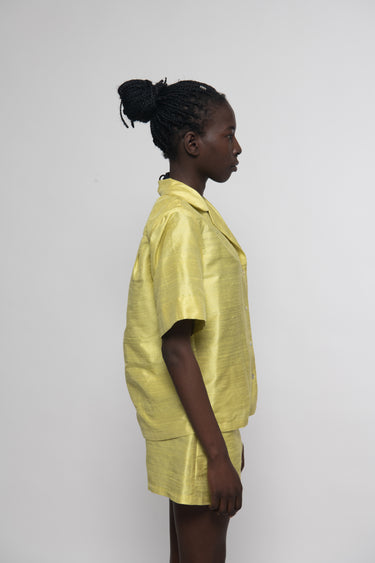 Sandra Silk Shantung Shirt - Lemon