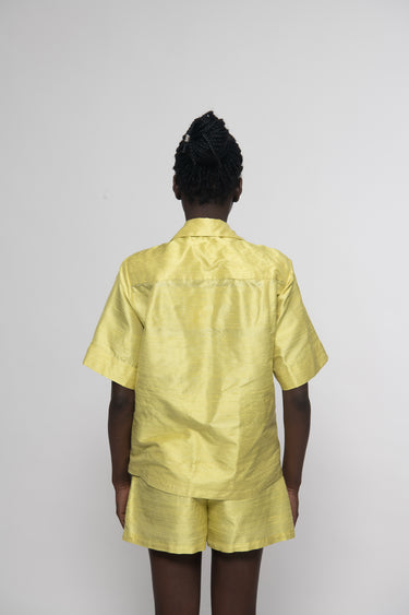 Sandra Silk Shantung Shirt - Lemon