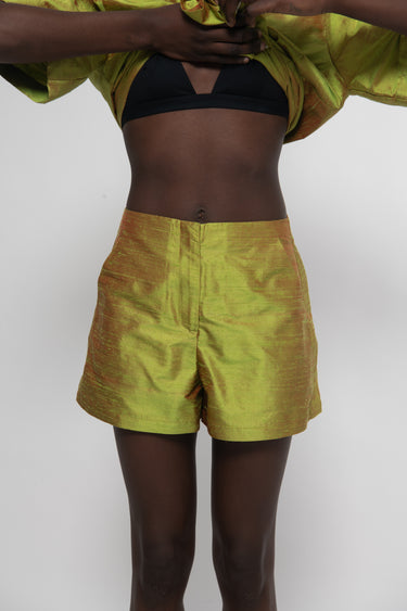 Valentino Silk Shantung Shorts - Reddish Green