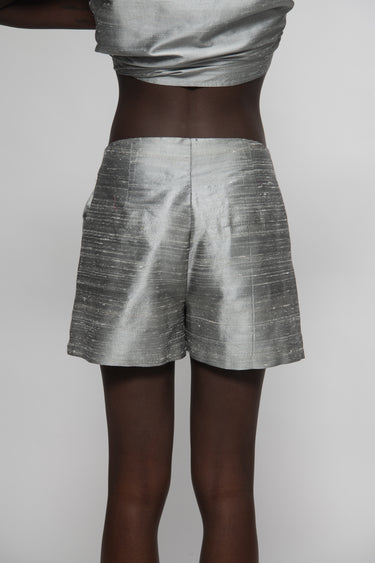Valentino Silk Shantung Shorts - Pearl Grey