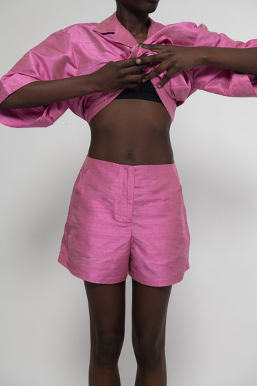 Valentino Silk Shantung Shorts - Barbie Pink