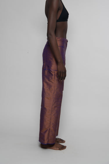 Ira Silk Shantung Pants - Earthy Brown