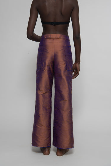 Ira Silk Shantung Pants - Earthy Brown