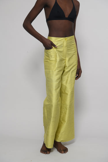 Ira Silk Shantung Pants - Lemon