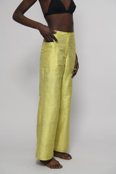 Ira Silk Shantung Pants - Lemon