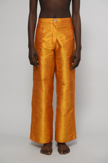 Ira Silk Shantung Pants - Sunlit Orange