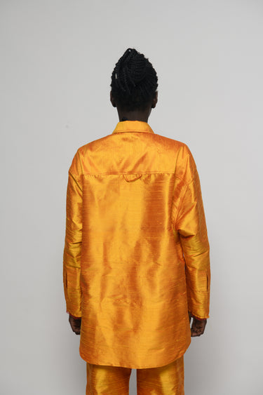 Ellie Silk Shantung Shirt - Sunlit Orange