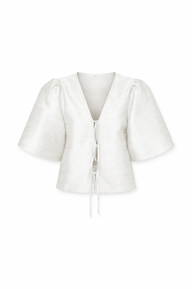 Ines Shantung Silk Blouse - Ecru
