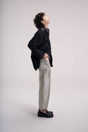 Ira Silk Shantung Pants - Grey Pearl