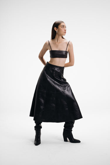 Artemise Leather Skirt - Black