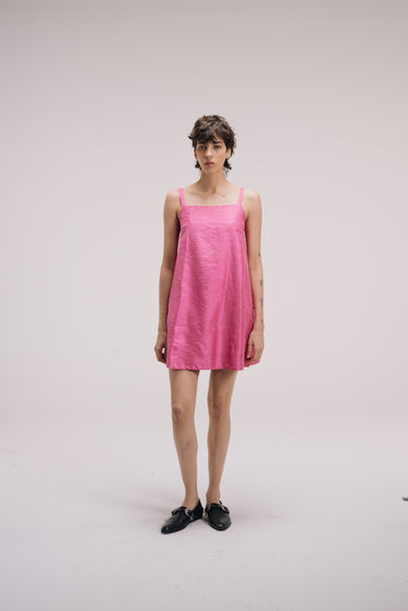 Alice Silk Shantung Mini A line Dress - Dark Barbie