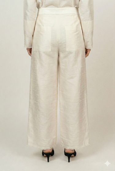 Ira Silk Shantung Pants - Ecru