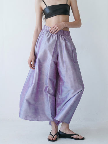 Khaleesi Wide-leg Trousers in Shantung Silk - Frost Lavender