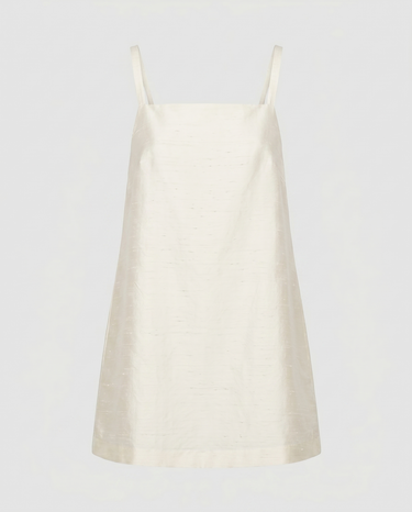 Alice Silk Shantung Mini A line Dress - Ecru