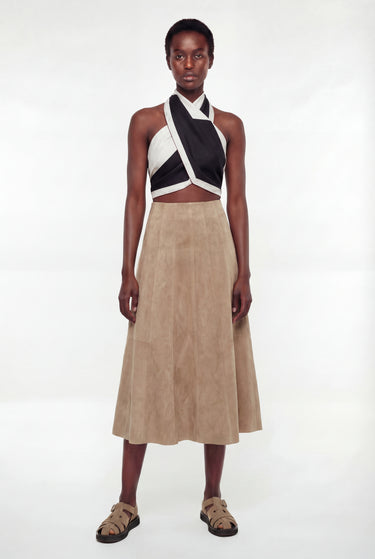 Bianca - Beige Crosta Midi Skirt