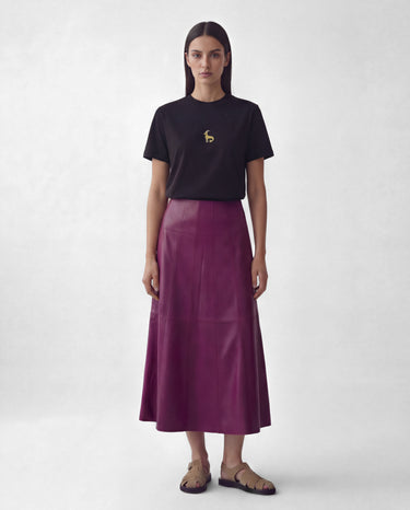Bianca - Burgundy Midi Leather Skirt