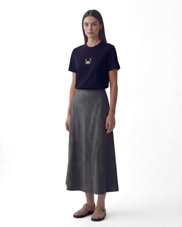 Bianca - Dark Kaki Crosta Midi Skirt
