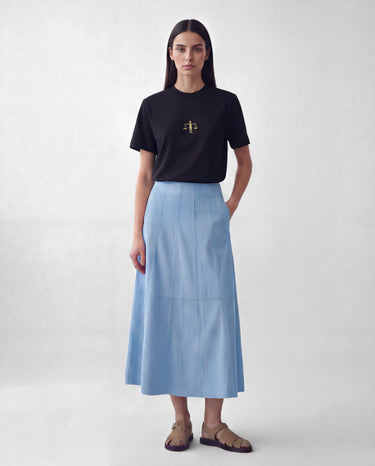 Bianca - Light Blue Crosta Midi Skirt