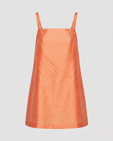 Alice Silk Shantung Mini A line Dress - Coral