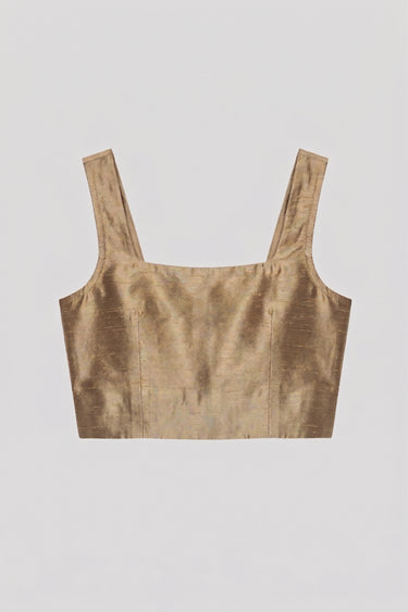 Yosr Silk Shantung Top - Antique Gold