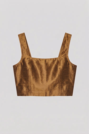 Yosr Silk Shantung Top - Bronze