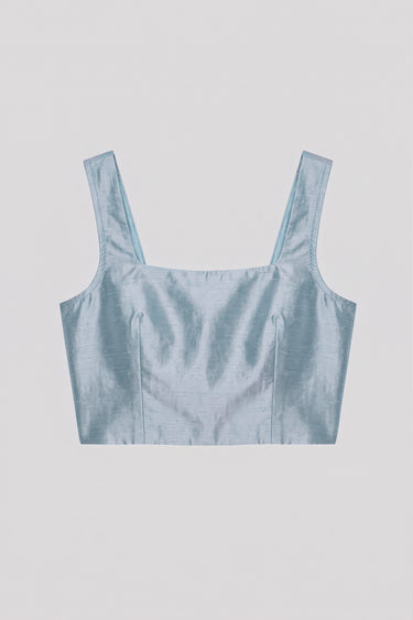 Yosr Silk Shantung Top - Cinderella Blue